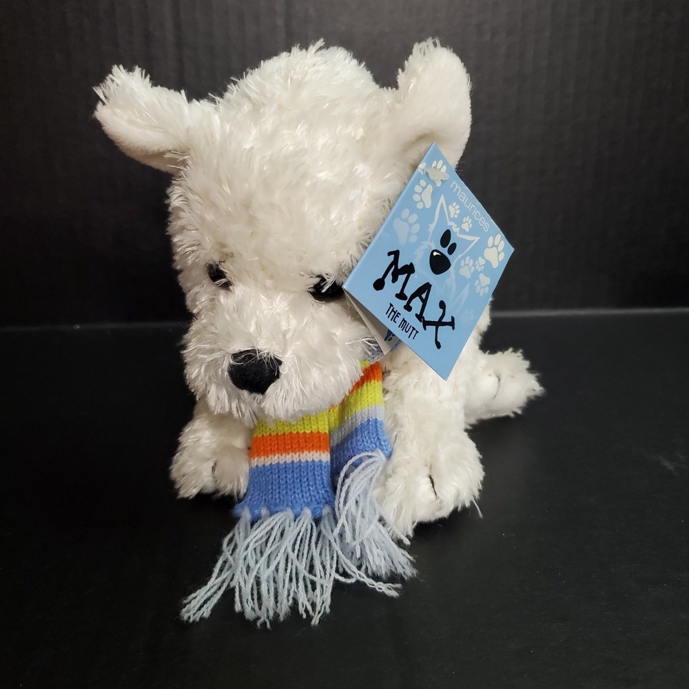 Maurices Max the Mutt Plush 8" Stuffed Animal Wearing Striped Scarf Ltd Ed. NWT